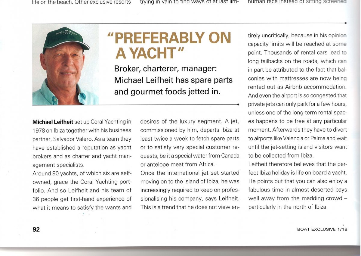 El director de Coral Yachting Ibiza aparece en Boat Exclusive